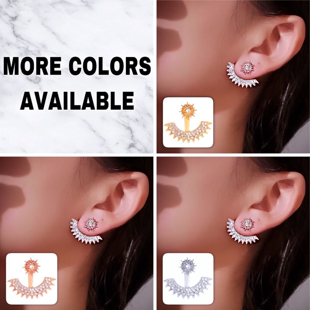 ⚜️[𝟯/$𝟭𝟴]⚜️Rose Gold Crystal Thorn Jacket Earrings NEW - Picture 6 of 7
